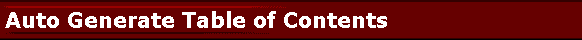 Auto Generate Table of Contents